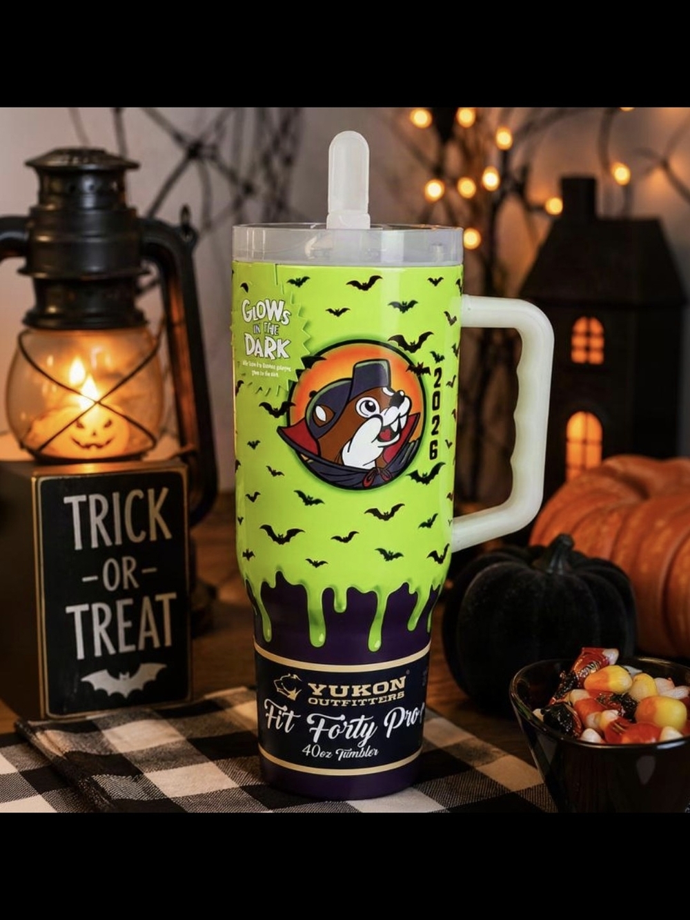 Glow-in-the-Dark Green Halloween 40oz Travel Tumbler